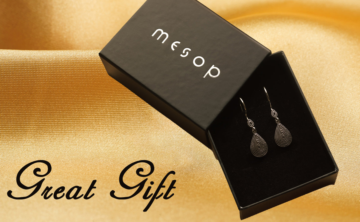 MESOP Teardrop Womens Silver Earrings, 925 Sterling Silver Drop Earrings, Timeless Mesopotamia History Inspired, Fluted Filigree Dangle Earrings and Valentines Day Gift