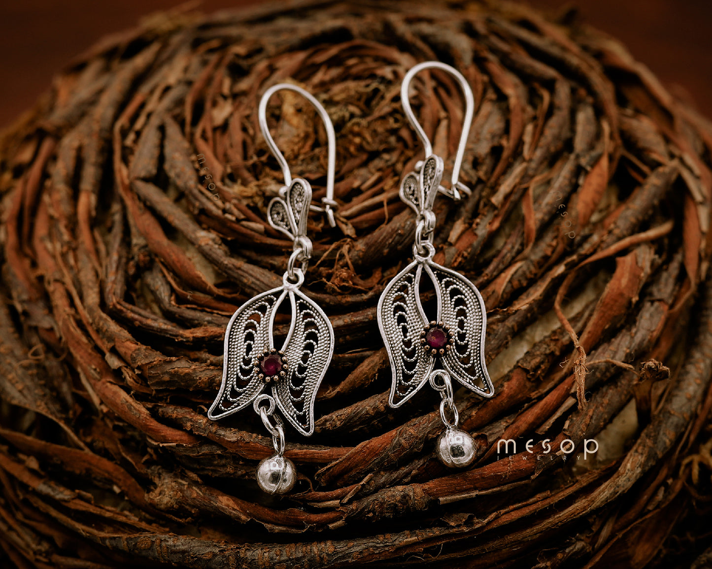 Whispering Waves of Ruby Earrings