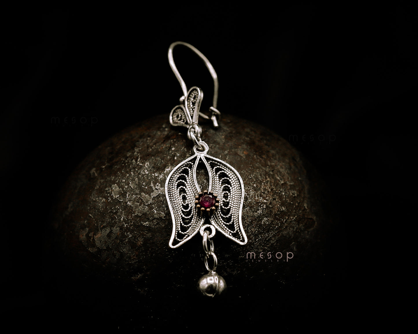 Whispering Waves of Ruby Earrings