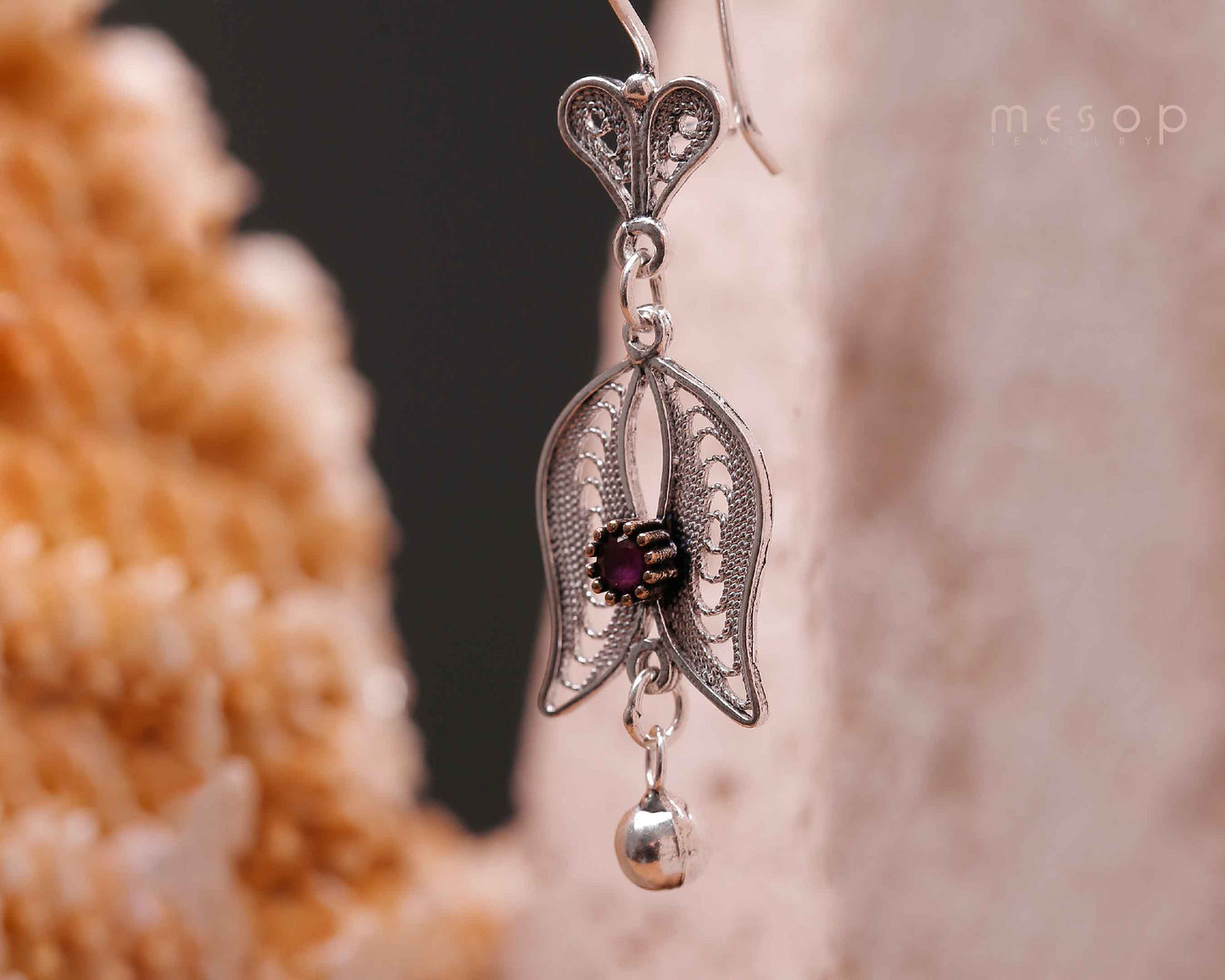 Whispering Waves of Ruby Earrings